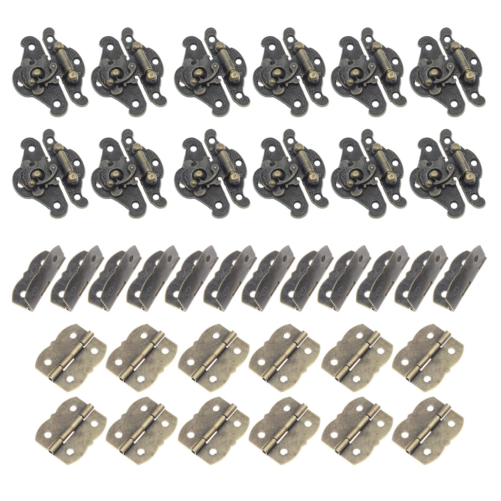 Ornate Butterfly Shaped Cabinet Hinges, Iron Latches for Doors & Retro Trunk Hardwares Rustproof Door Hinges for Storage