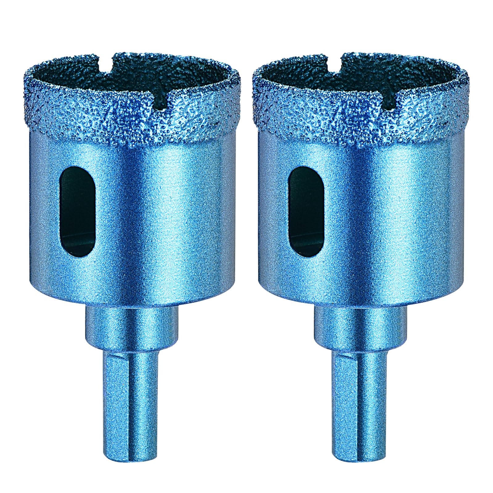 PATIKIL 2Pcs 1-3/8" Diamond Hole Saw 35mm Diamond Tip Hole Cutter 3-Flat Shank for Hand Drilling Ceramic Porcelain Marble Tiles Stone Brick Hard Material - Blue