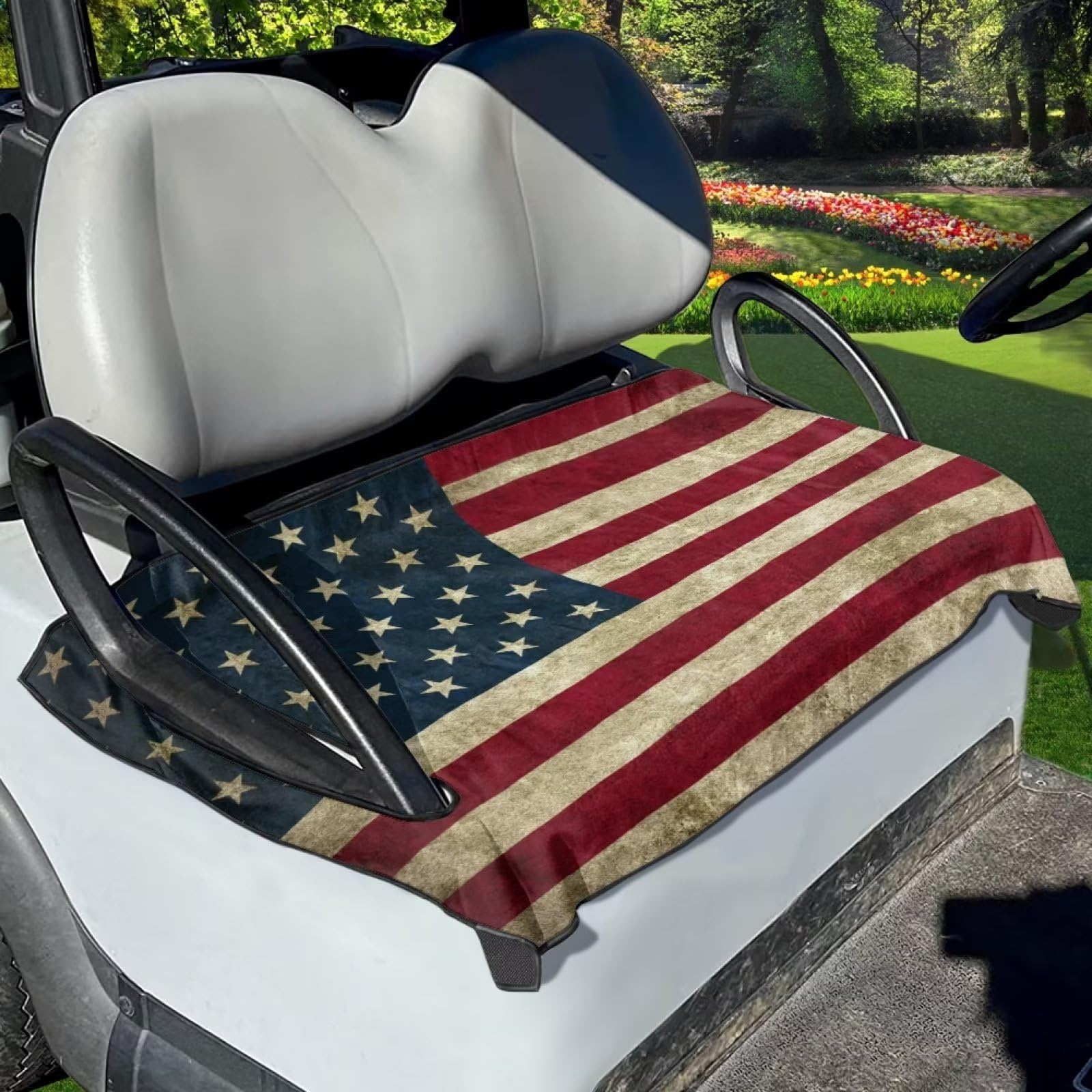 AFPANQZ Golf Cart Seat Cover American Flag Golf Cart Seat Cover Protection Universal Soft Golf Cart Seat Cover Towel Blanket