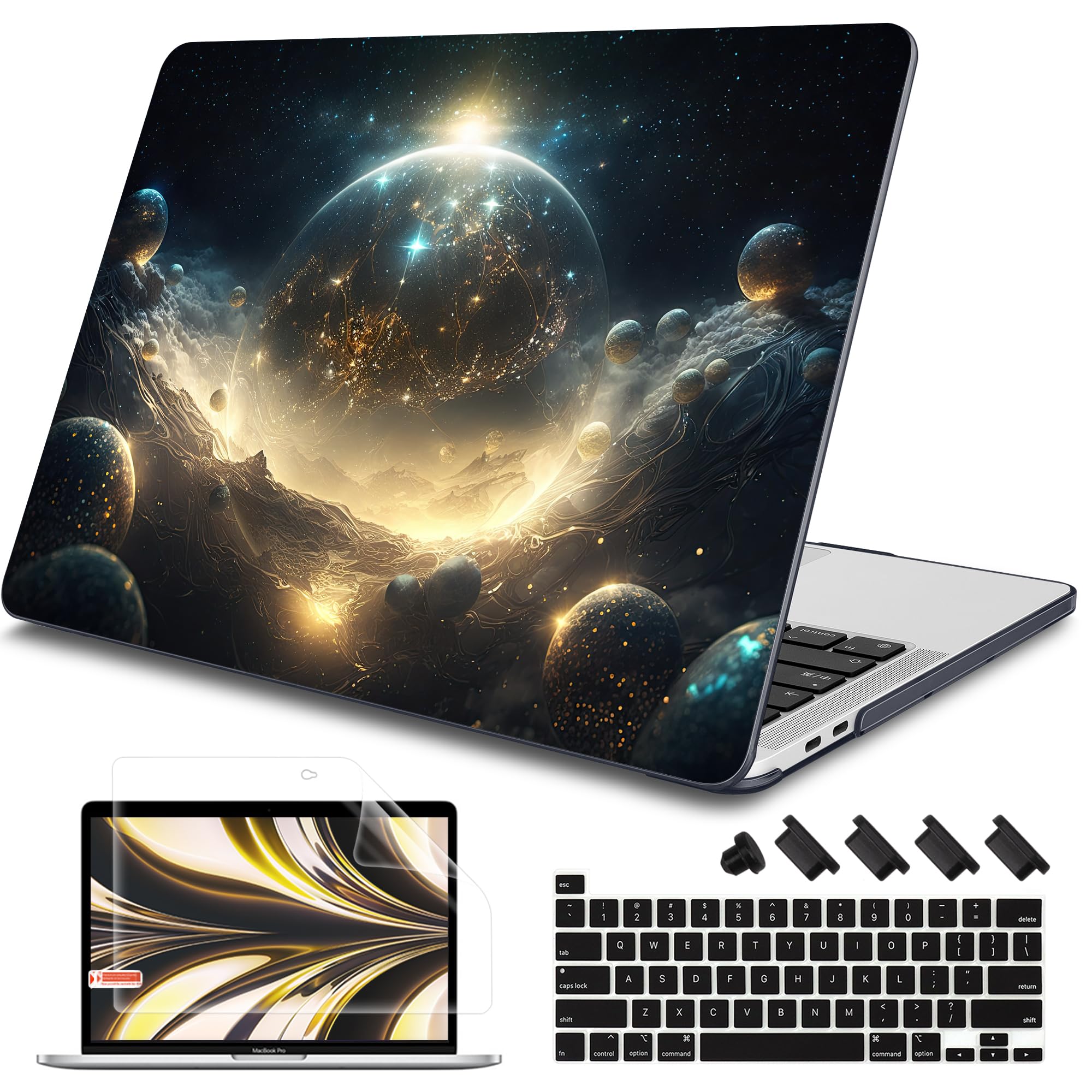 Tuiklol Case for 2022 MacBook Pro 13 Inch M2 Clip, 2021 2020 Release M1 A2338 A2289 A2251, Hard Shell Case for MacBook Pro 13.3" with Touch Bar Fits Touch ID and Retina Display, Birth of Galaxy