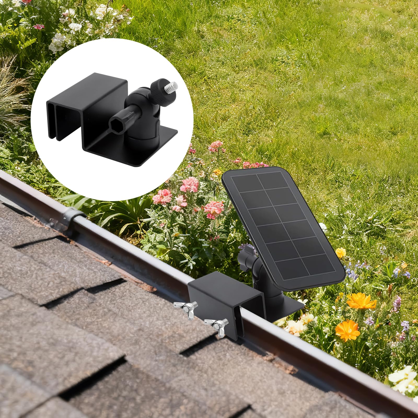 Support Caméra Gouttière Aluminium 360° – Fixation sans Perçage pour Caméra Blink Arlo Eufy Reolink – Support Étanche Rotatif Universel pour Caméra Sécurité Extérieur Maison Jardin