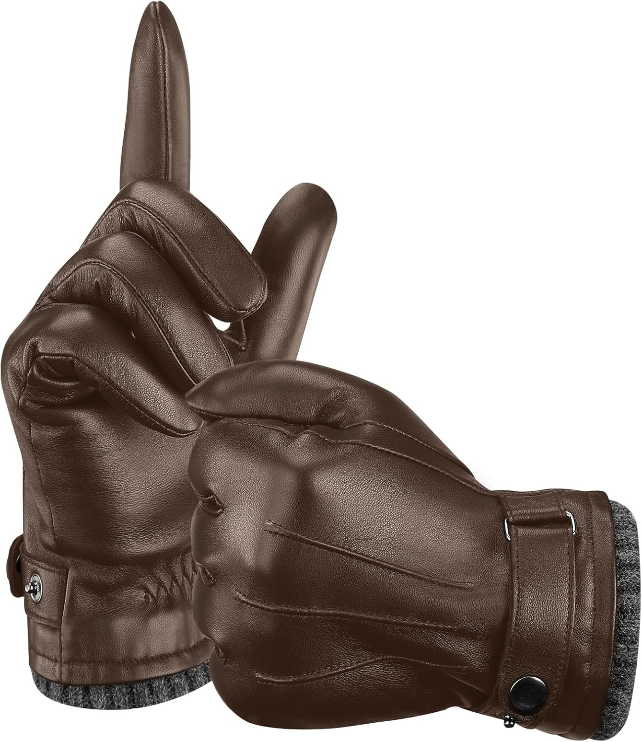 Aegend Leather Gloves for Men, Soft Warm Lining Full Hand Touchscreen Winter Gift Thermal