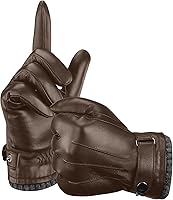 Vista 8 de Aegend Guantes de cuero para hombre, forro suave y cálido de mano completa, pantalla táctil de mano completa, regalo de invierno térmico Negro