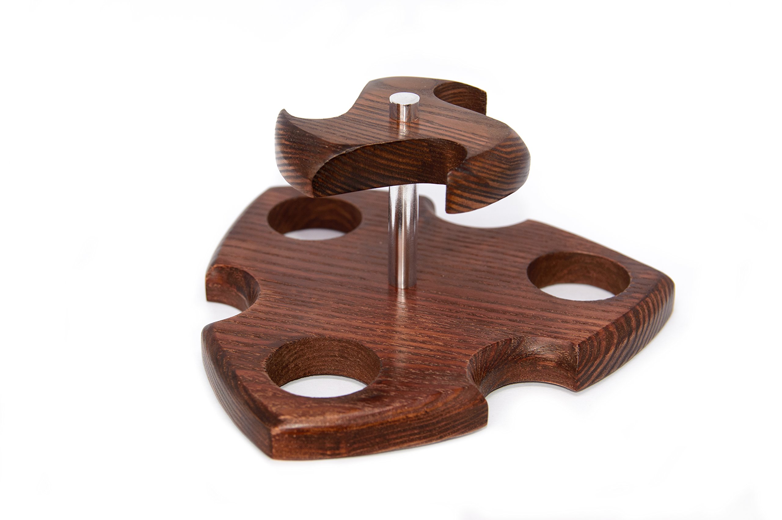 KAFpipeWorkshop Wooden Pipe Stand for 3 Tobacco Smoking pipes Handmade from natural Ash tree wood Pipe Rack Holder Display