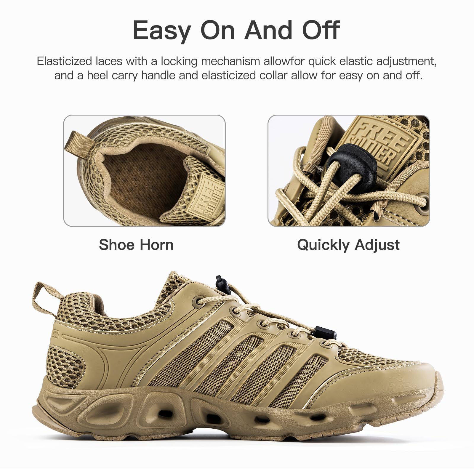 FREE SOLDIER Hommes Chaussures de randonnée été séchage Rapide Chaussures de Travail pour Eau Trekking Bottes Tactiques ventilées Ultra légères