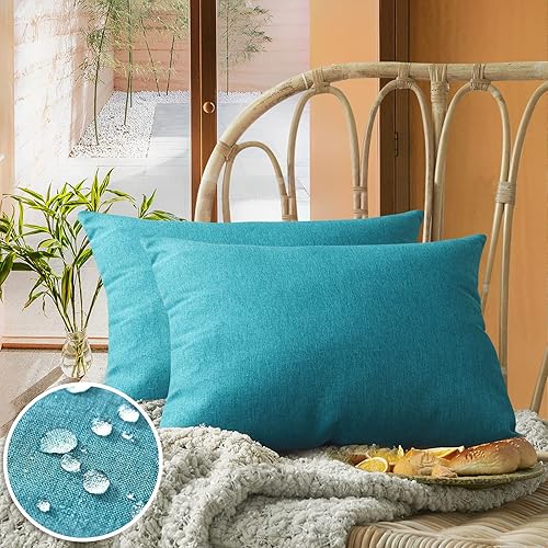 FEVERQIYI Fundas de almohada lumbar decorativas para exteriores paquete de 2 fundas de cojín decorativas para jardín color rosa coral revestimiento