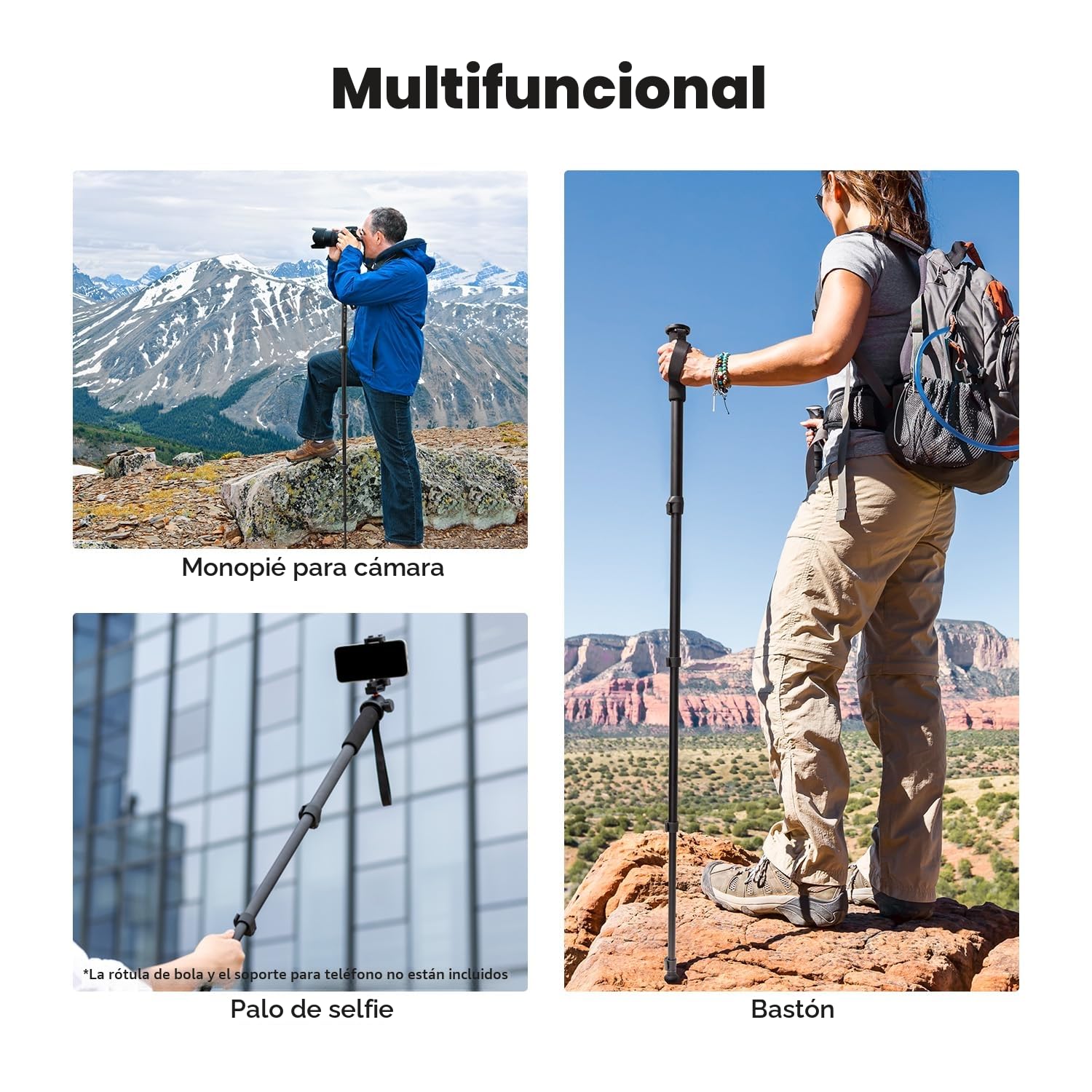 K&F Concept MS16 Monopié de 63 Pulgadas Aluminio con 5 Secciones,Monopié de Viaje de 160 CM para Cámaras DSLR, DSLM y Compactas con Correa de Mano, Capacidad de Carga de 10 KG