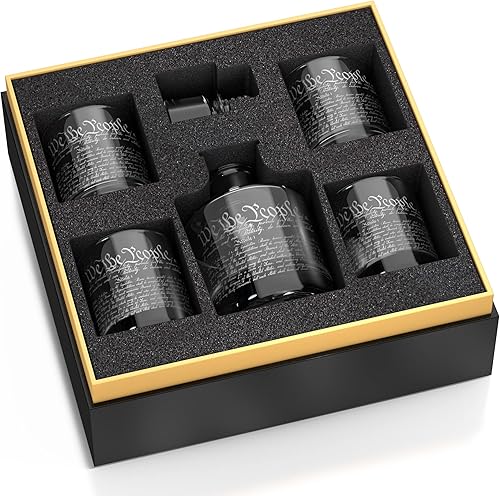 Miniatura 2 de Constitution of the United States - Juego de 5 decantadores patrióticos para whisky, caja de regalo prémium