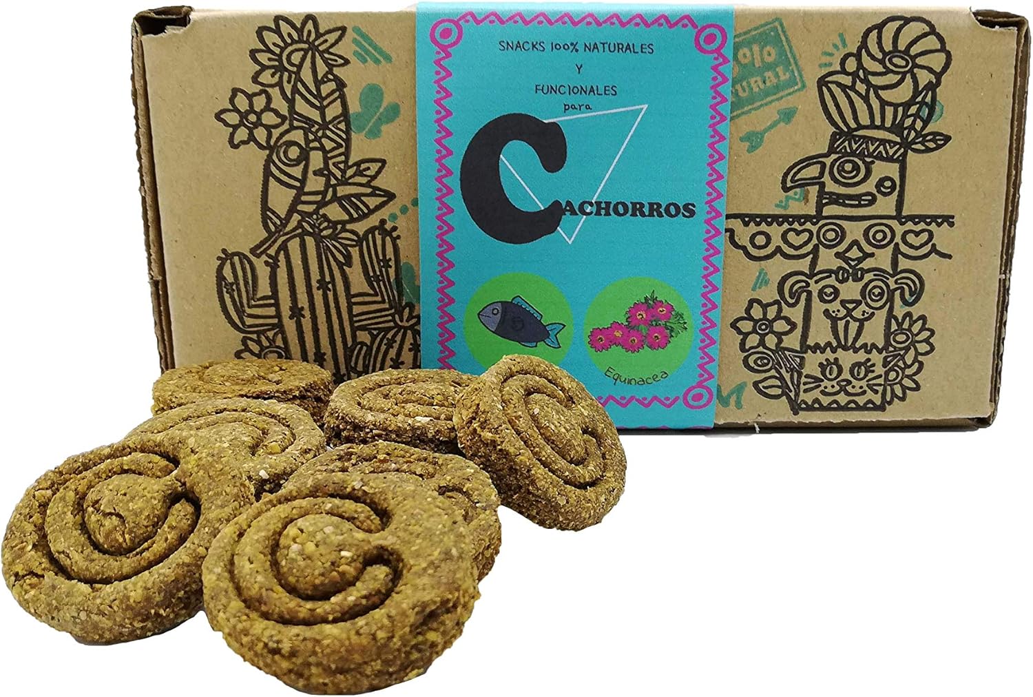 Waniyanpi Snacks para Cachorros. con Harina de Pescado de Alto Valor protéico, Equinácea y Aceite de Salmón - 200g