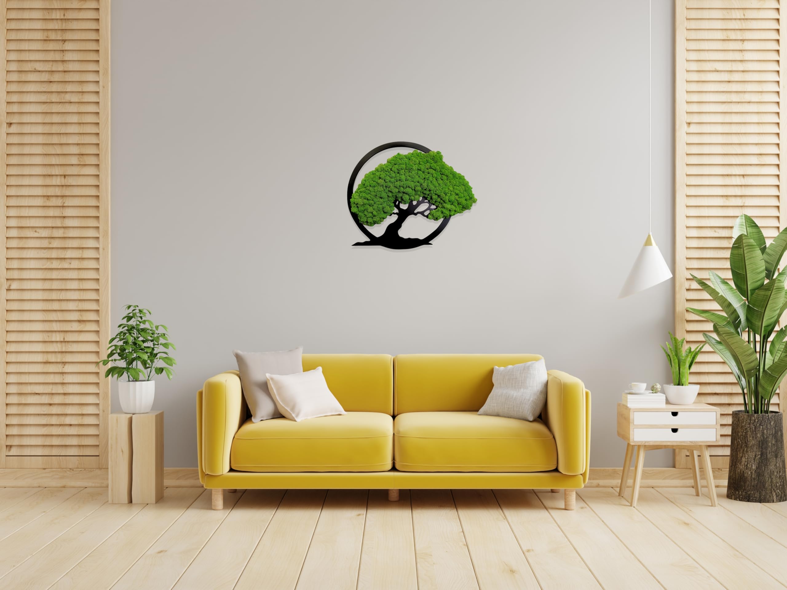 Scandinavian Moss Imágenes de musgo en forma de árbol, hermoso árbol de pared, trae vida a tu vivienda, mural de materias primas naturales y musgo decorativo, 50 cm