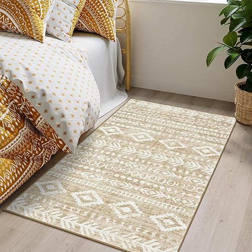 Miniatura 100 de Lahome Alfombras de cocina antideslizantes, lavables para entrada, estilo bohemio, blanco y negro, 2 x 3, alfombra de baño ultrafina con estampado