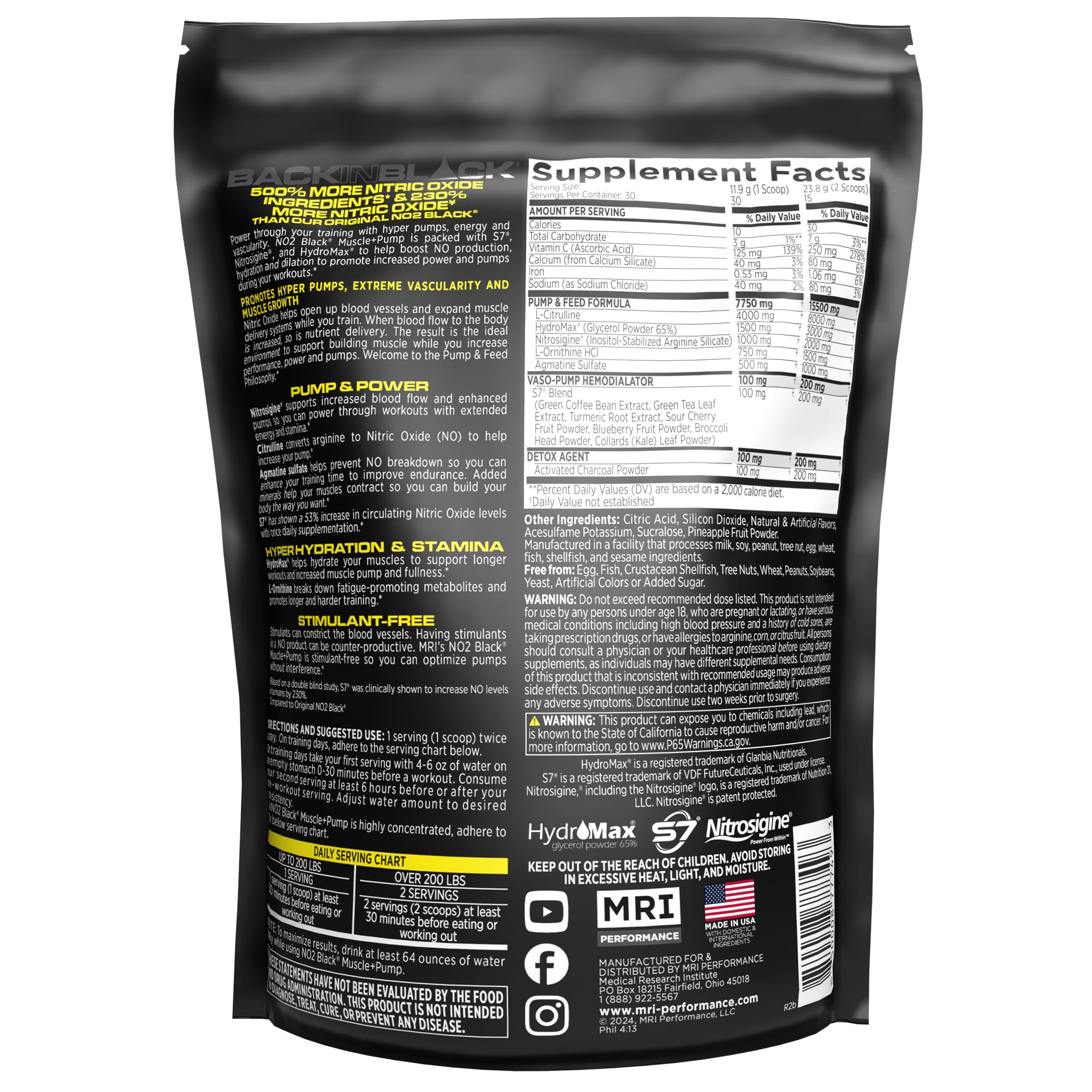MRI NO2 Black | Nitric Oxide Supplement, Muscle Pumps, Vascularity, 30 Serv — Amazon image 7