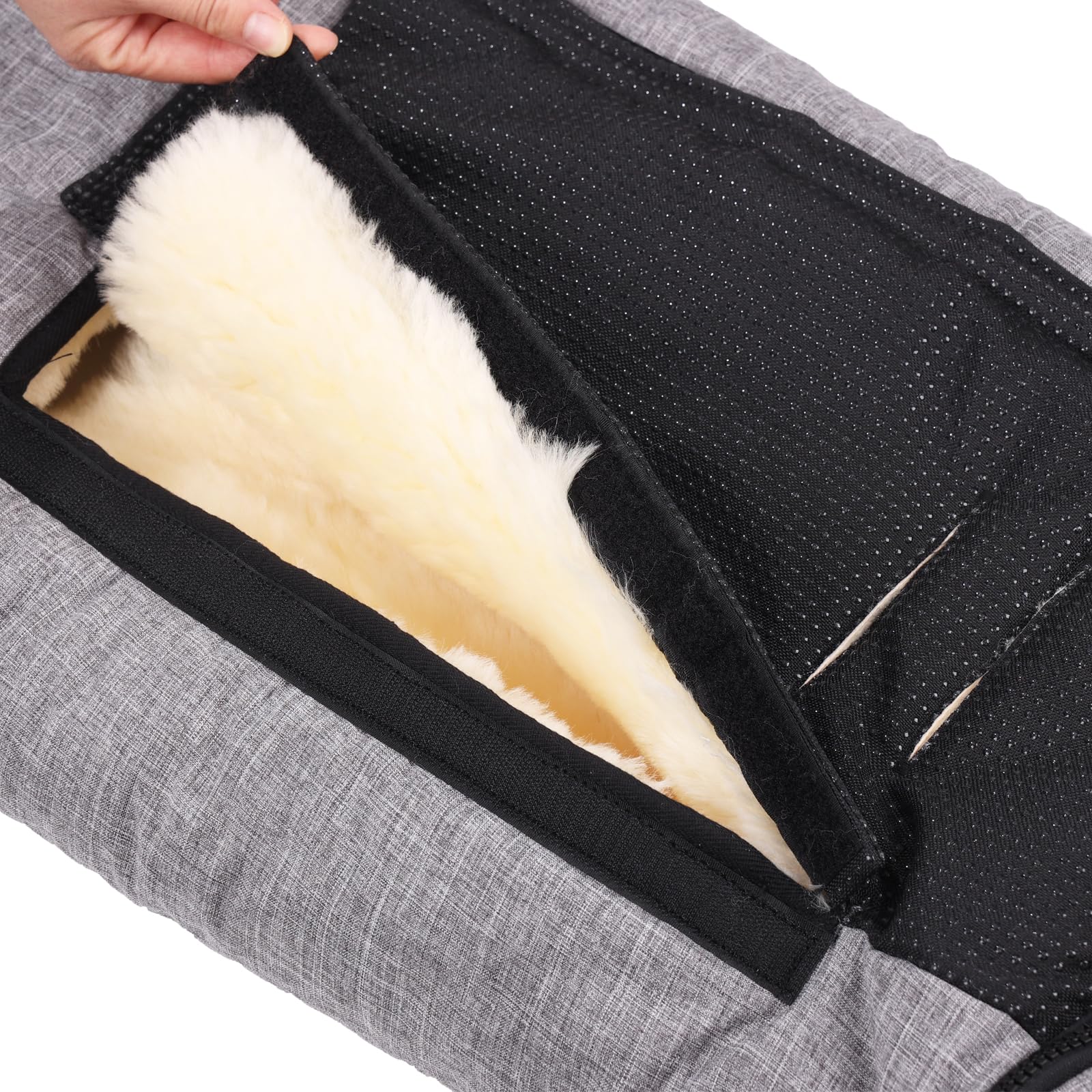 Saco de invierno para cochecito de bebé, saco de piel de cordero, conchas de bebé, bañeras y capazos suaves, hecho de piel médica repelente al viento y al agua (mezcla gris claro)