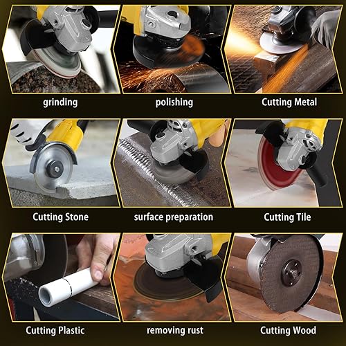 Miniatura 6 de Amoladora angular inalámbrica para batería Dewalt de 20 V máximo, amoladora sin escobillas de 10000 rpm, herramientas eléctricas con muelas y mango