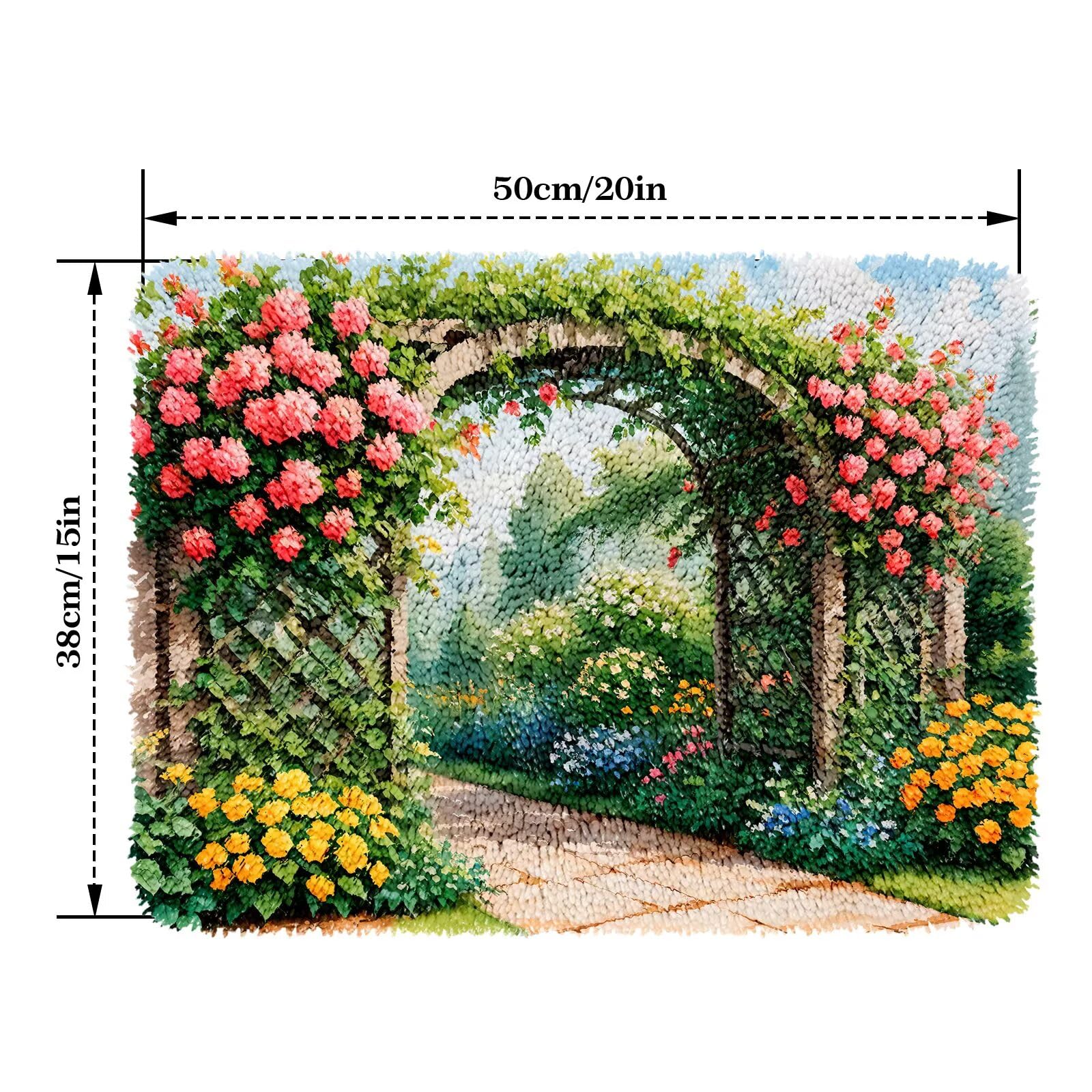 ROCKY&CHAO Juego de ganchos de ganchillo para hacer alfombras, juego de fabricación de alfombras para adultos y niños, juego de punto de cruz, decoración del hogar, 50 x 38 cm - 0225K