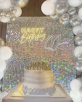 Vista 163 de 36 Panels Giltter Wall Backdrop Pink Shimmer Wall Backdrop for Party Wedding Birthday Engagement Bachelorette Parties Anniversary Decoration