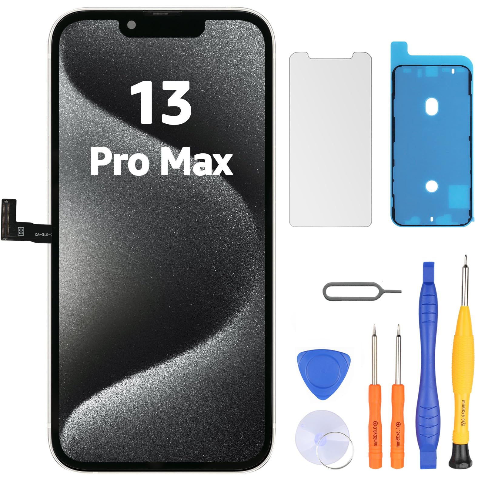 LL TRADER - Schermo per iPhone 13 Pro Max LCD 6,7" Schermo di Ricambio FHD Touch Screen 3D Digitizer, Kit di Riparazione con Cornice e Montaggio 2026