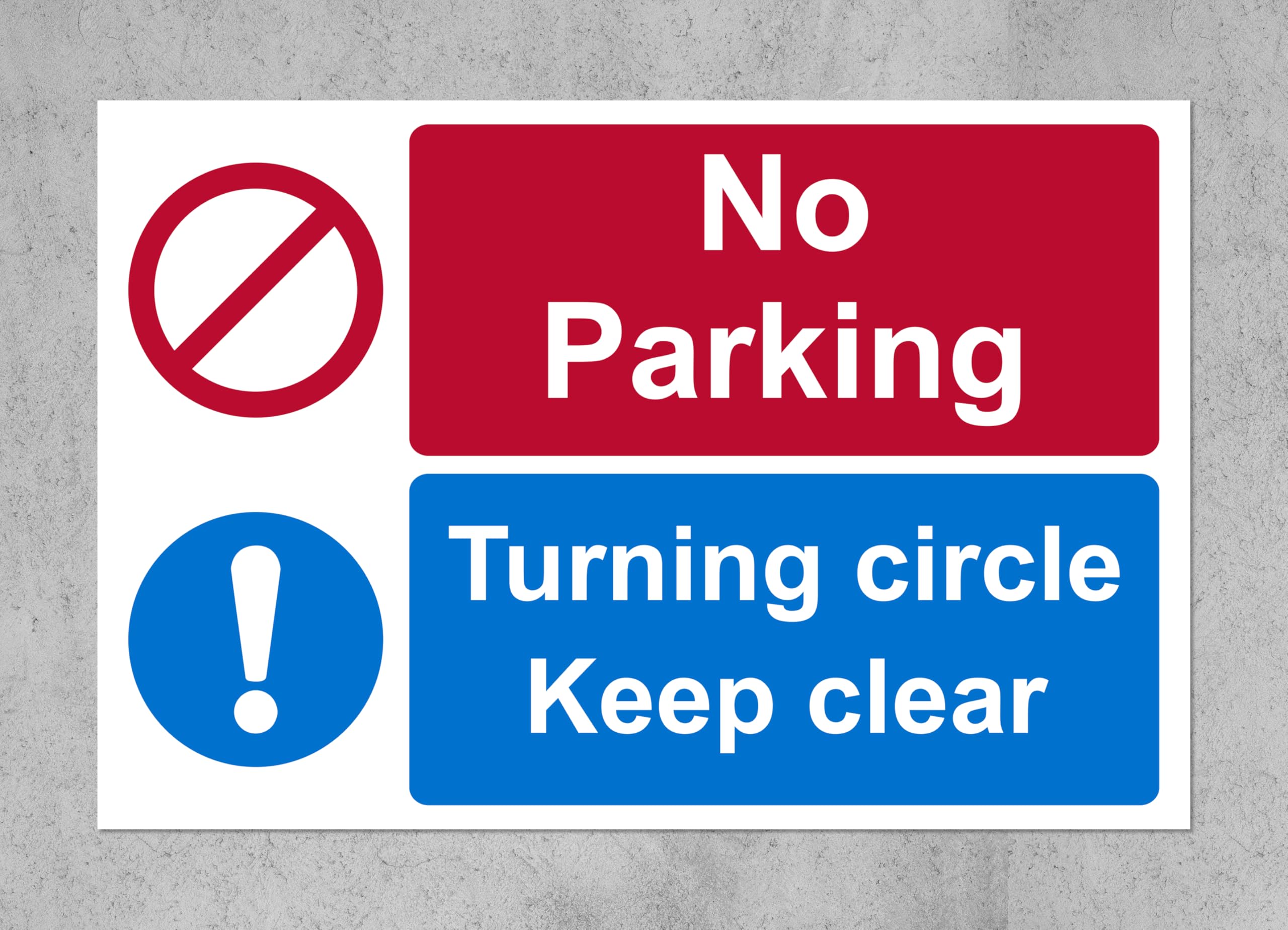 No parking turning circle keep clear safety sign - 1mm Plastic sign (300mm x 200mm)