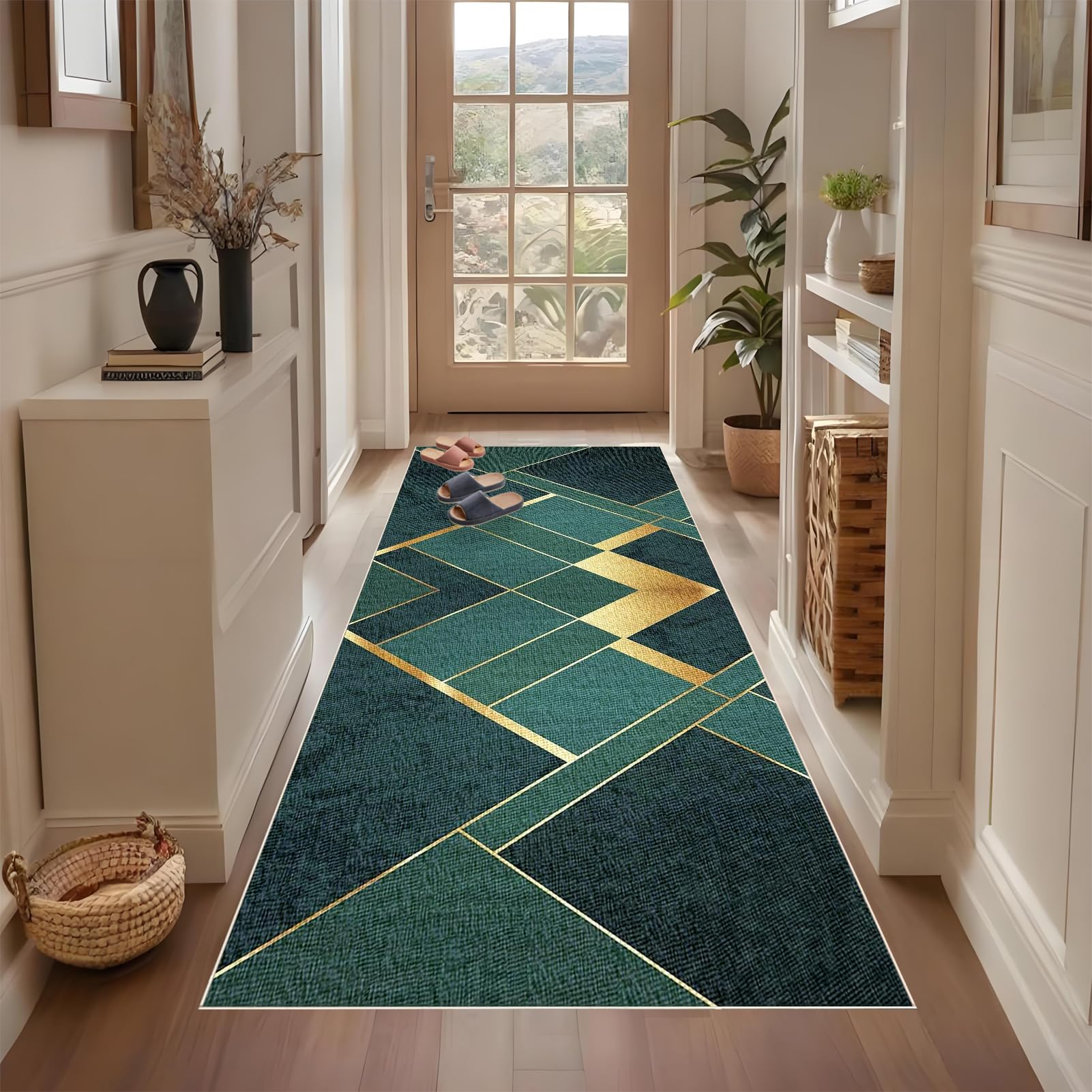 Qemgrste Runner Rug for Hallway Non Slip Kitchen Carpet Runner Rug Long Hall Carpet Runners Hall Runners Washable Hall Runner Absorbent Door Runner Mats for Entryway for Laundry Hallway 90 x 260 cm