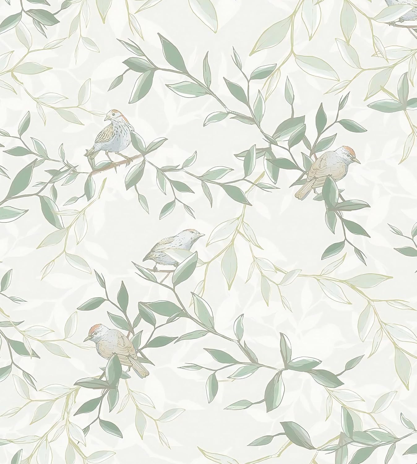 HeloHo Peel and Stick Wallpaper Bird and Floral Wall Paper Removable Waterproof Self Adhesive Contact Paper 17.3" X 196.8" for Kitchen Bathroom Bedroom Living Room Decor