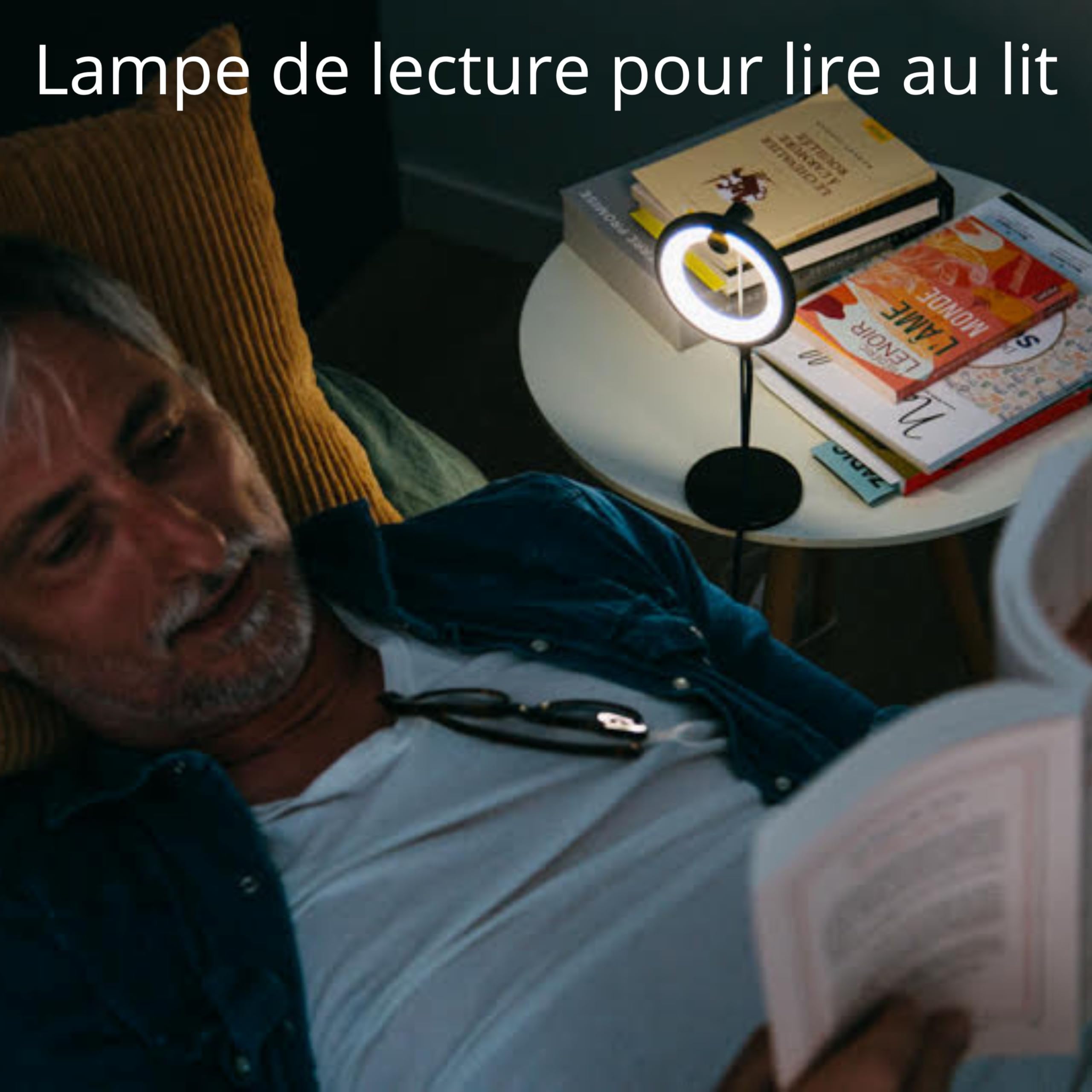 BILY LED Leselampe mit Ständer (Perch) – Made in Frankreich, 3 Helligkeitsstufen, tragbar um den Hals, auch am Bettkopfteil befestigbar
