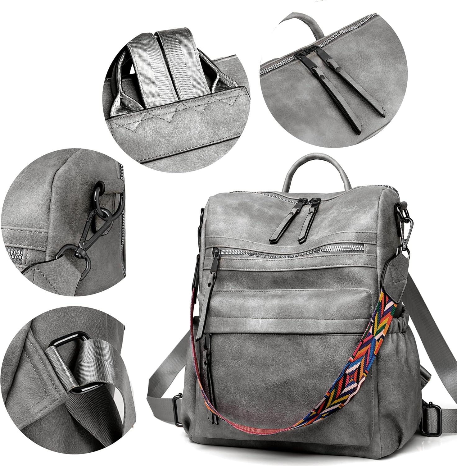 Dora & Liz Womens Backpack Purse Leather Fashion Travel Backpack Purse for Women Designer Ladies Shoulder Bags - Image 5