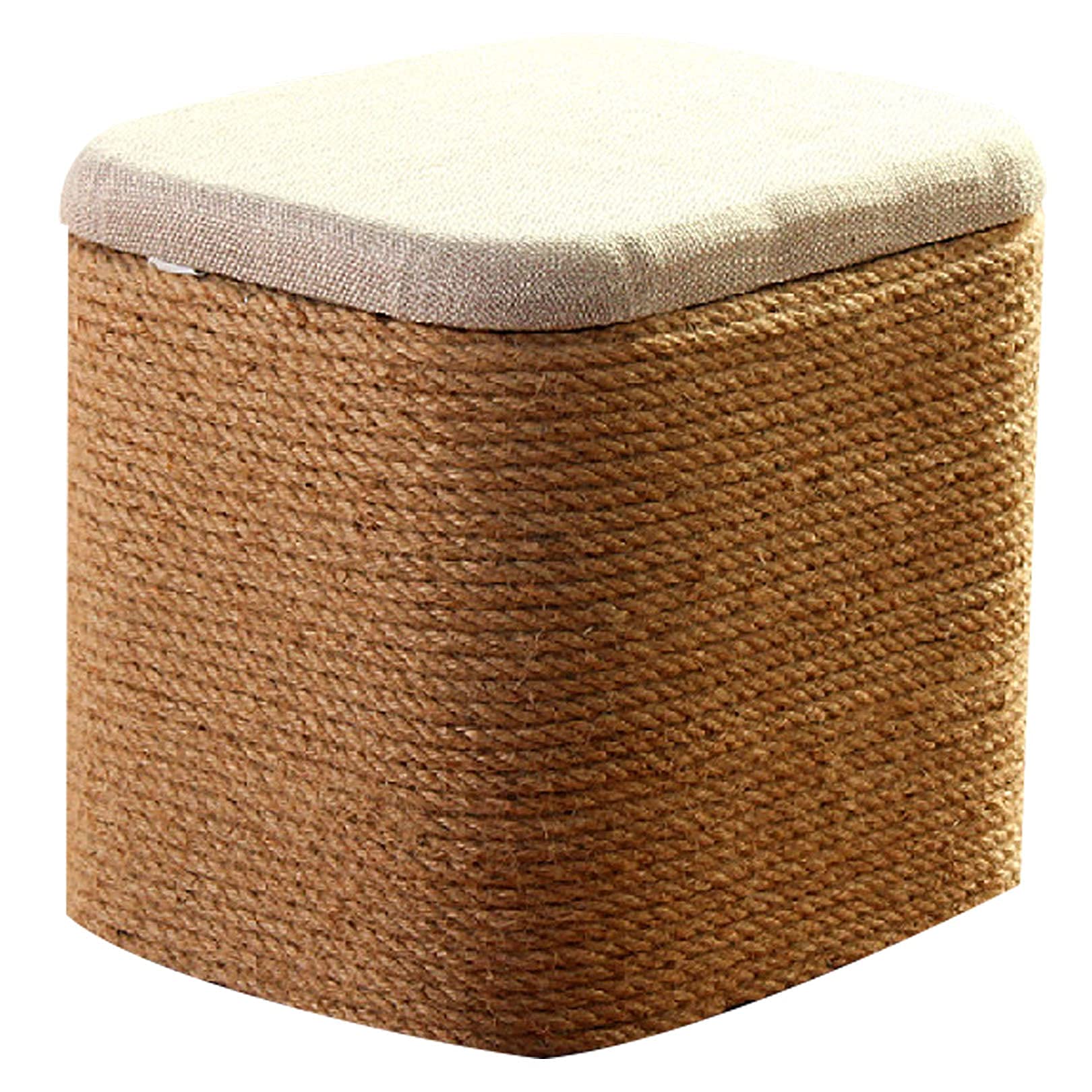 Repose-pieds tabouret rembourré en lin | Coussin doux et structure stable