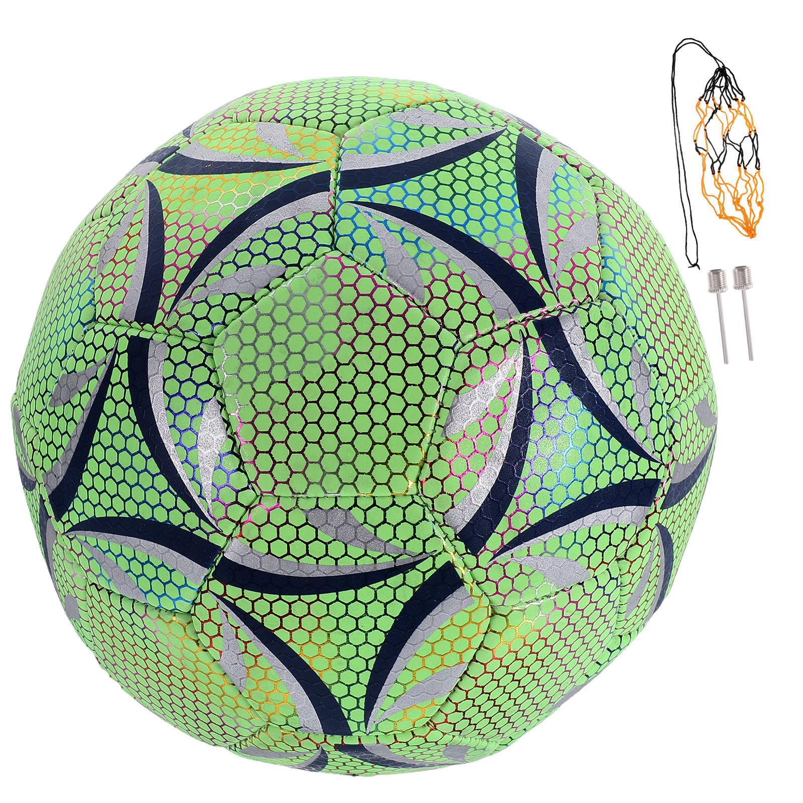 Veemoon Balón para Interior Juego Entrenamiento Exterior Fútbol de PU Fluorescente Fácil de Inflar, Resistente para Niños