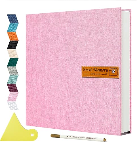 Spbapr Álbum de fotos grande autoadhesivo magnético, álbum de recortes para fotos de 4 x 6, 5 x 7, 8 x 10, 40 páginas, cubierta de lino, libro de