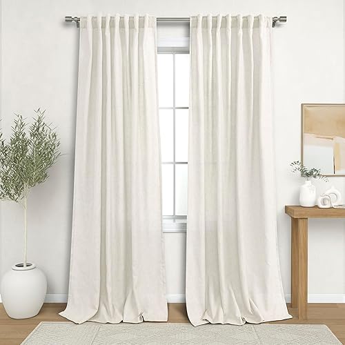 KOUFALL Cortinas de 90 pulgadas de largo para sala de estar, lino transparente, filtrantes de luz, cortinas hechas a medida para ventanas, comedor y
