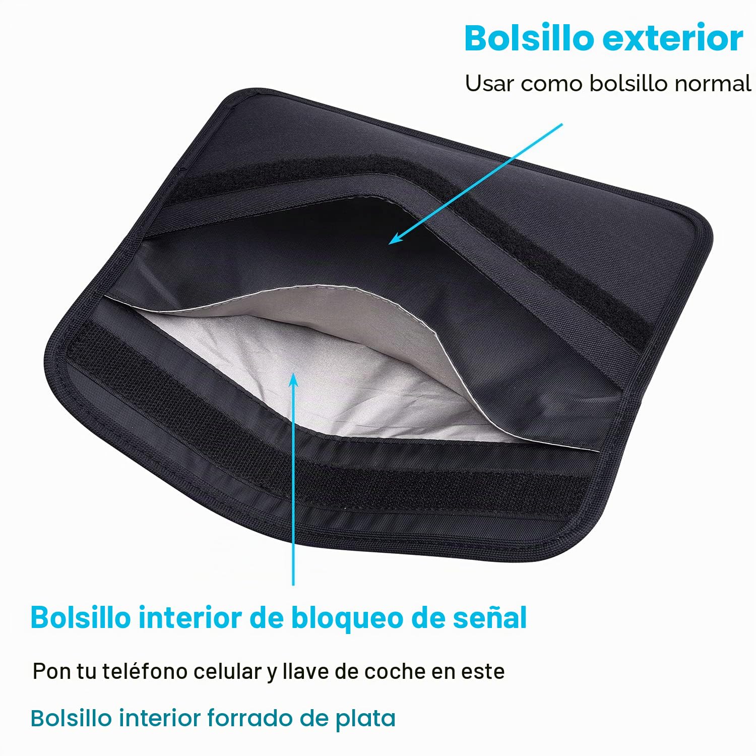 Wisdompro - Funda Faraday para móvil tipo cartera con bloqueo de señal RFID, protección de privacidad, llave de coche, antiseguimiento, antiespía, bloqueador, negro, grande