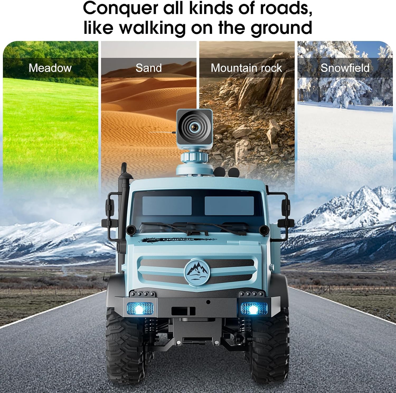 1:16 Scale Remote Control Trucks, 2.4GHz RC Car with 720P Camera, 20km/h High Speed Full Scale RC Rock Crawler, Rear Drive Climbing Car Dual-Mode Remote Control for Teen Adults