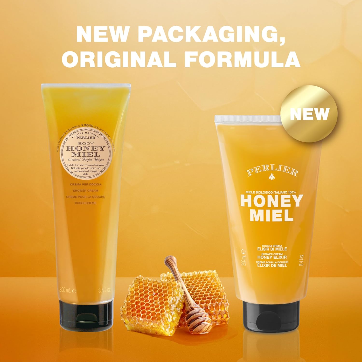 Perlier Sweet Honey Miel Shower & Bath Cream - Nourishing & Soothing Luxury Bath Cream Made With 100% Organic Italian Honey For Deep Moisturization And Hydration (8.4 Fluid Oz.) - Image 2