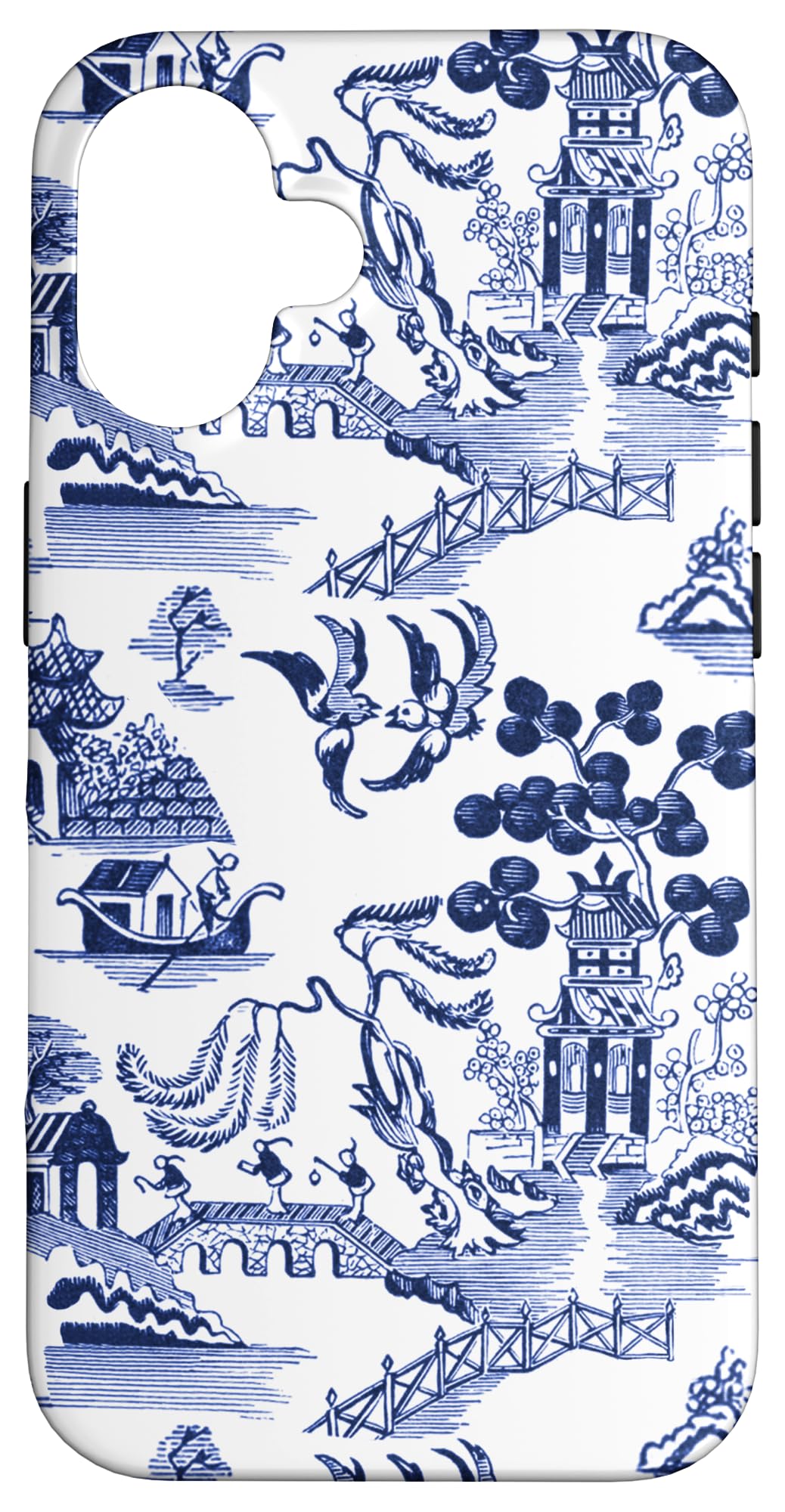 Preppy Blue and White Willow Pattern Chinoiserie Toile Case for iPhone 16