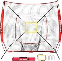 Vista 11 de Storgem Baseball and Softball Practice Net 7×7ft Portable Hitting Pitching Batting Training Net Baseball Backstop Net with Batting Tee and Strike