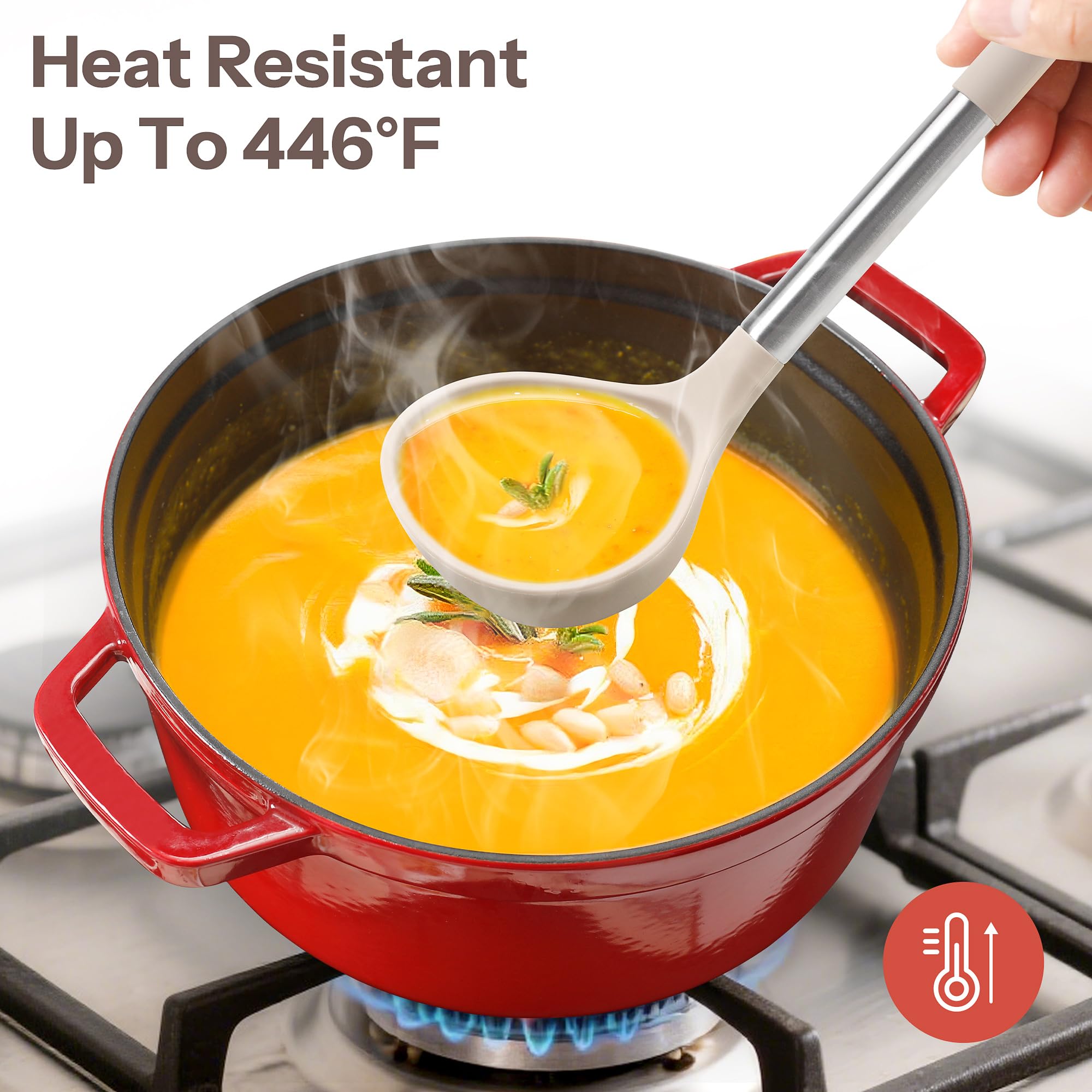 NCUE Silikon-Kochutensilien-Set, 28-teiliges Küchenutensilien-Set, 230 °C, hitzebeständiges Pfannenwender-Set, lebensmittelechtes Silikon und Edelstahlgriff, Küchenhelfer für antihaftbeschichtetes