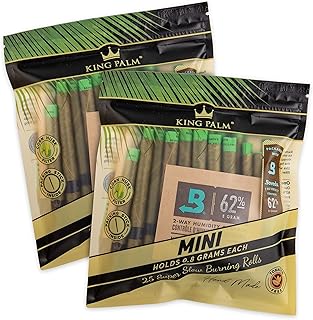 King Palm Slim Size Cones - (2 Packs of 25, 50 Rolls Total) - Natural Pre Wrap Palm Leafs - Pre Rolled Cones - All Natural Cones - Corn Husk Filter - Preroll Cones - Cones with Filter - Organic Cones