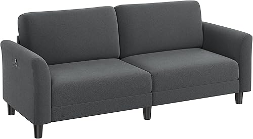 Miniatura 3 de Yaheetech Sofá de tela de 67 pulgadas de ancho, sofá biplaza de 2 plazas con puertos de carga USB, sofá tapizado, sala de estar, oficina,