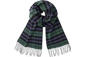 Plush Mens Green Plaid Scarf