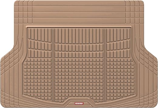 Motor Trend FlexTough Rear Cargo Mat – Heavy-Duty Trimmable Car Trunk Mat for Back of SUV, Universal Rear Cargo Liner for SUV, Flexible Trunk Liner, Automotive Floor Mats & Cargo Liners (Beige)