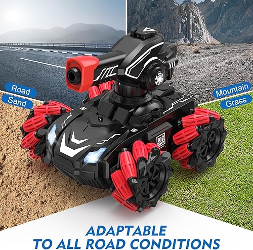 Miniatura 4 de Tanque a control remoto que dispara con luz y música, auto de control remoto 4WD para niños, auto de deriva RC de 2.4 GHz para 4, 5, 6, 7, 8, 9, 10,