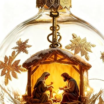 Nativity Ornaments, 3D Globe Religious, Material ABS, Nativity Decor Set, Christmas Crèche Ornaments, Globe Scene Design, For Holiday Home Use