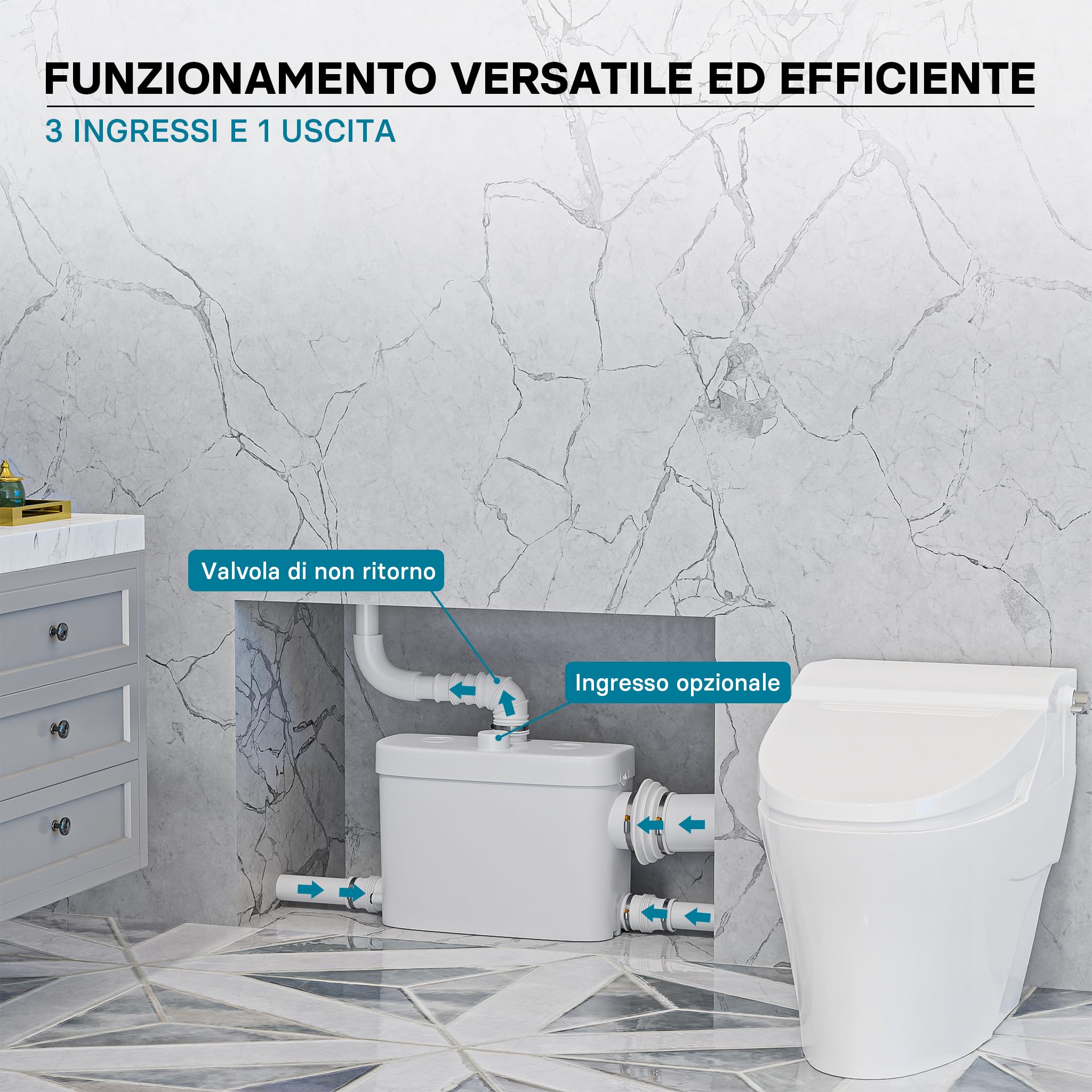 XPOtool Stazione di sollevamento 450 W 7,5 m per acque reflue 3/1 attacco laterale