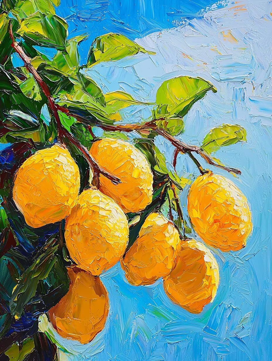 WEISHIWE Malowanie według liczb dla dorosłych owoce cytryny, 70 x 90 cm x