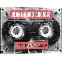 Novatique Inspirational Office Canvas Wall Art Vintage Casste Tape Prints Music Posters Room Decor Make Good Choices Life Has No Rewind Inspiring Artwork for Bedroom,12 x 16inch
