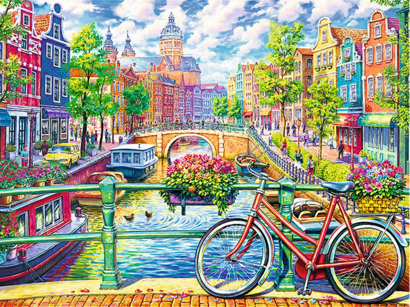 Puzzles 1500 Stück für Erwachsene Fahrrad öLgemäLde Puzzles FüR Erwachsene Puzzles Tiere Puzzles Dekoration Fertige Größe 87×57cm