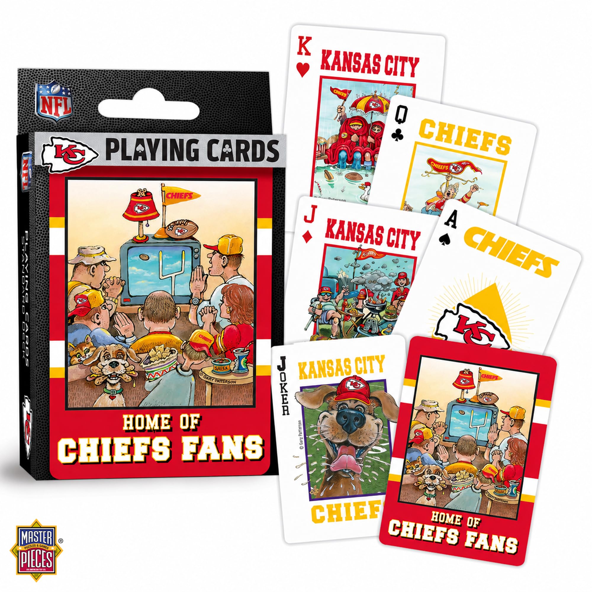 Masterpieces Jeu de cartes pour adultes – Sous licence officielle NFL Kansas City Chiefs 54 cartes