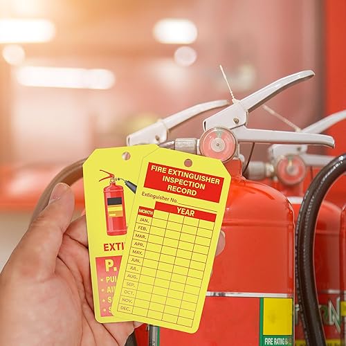 Miniatura 2 de YHNTGB 160 juegos de etiquetas de extintor de incendios con bridas de alambre ajustables, etiquetas mensuales de registro de inspección de