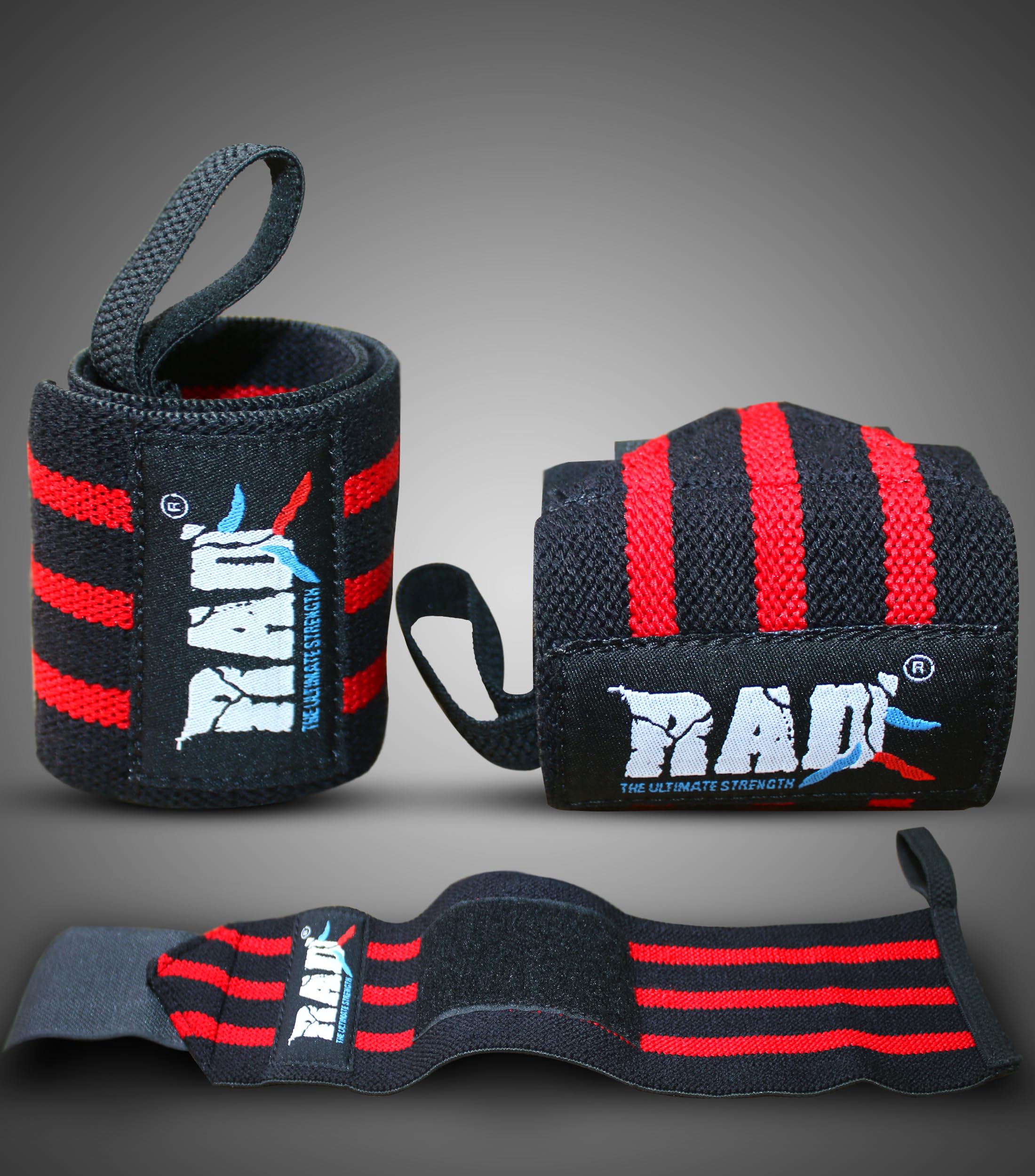 RAD Weightlifting Wrist Wraps with Thumb Loop Heavy Duty Wrist Support for Powerlifting Gym Adjustable Wrist Braces for