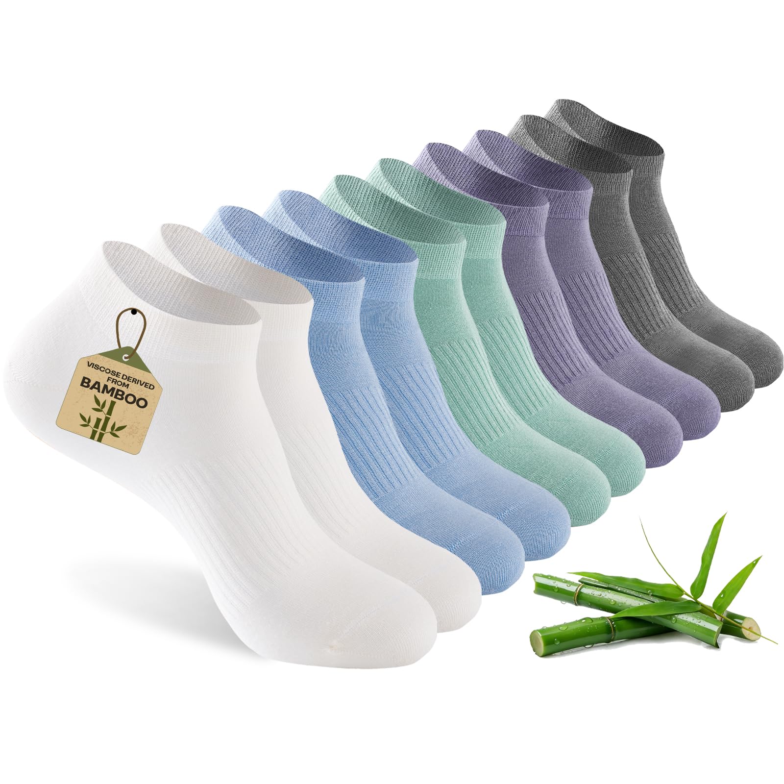 Ankle Socks Women, 5 Pairs Bamboo Low Cut Ladies Trainer Socks, Breathable Seamless Short Summer Thin Socks